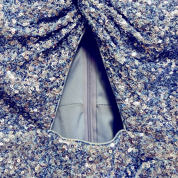 Tadashi Shoji Blue sequin cutout mini dress in size medium. Worn once. - Picture 6 of 7